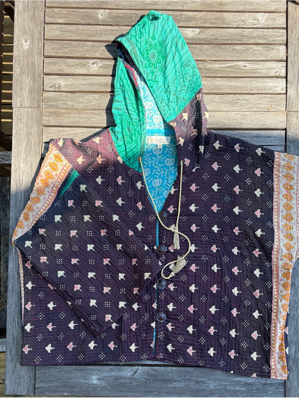 Kantha Bae Half Moon Hooded Shacket